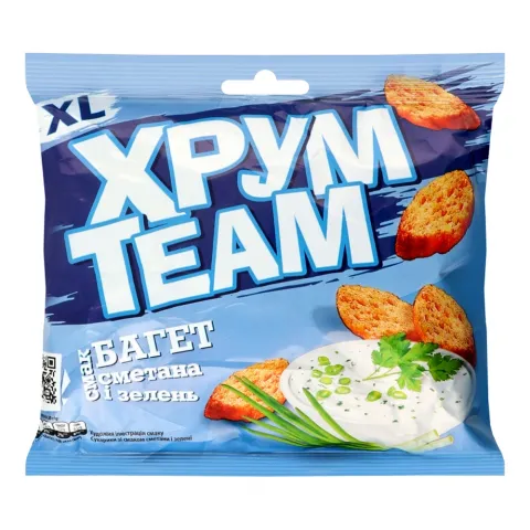 Сухарі ХрумTeam Багет 90 г зі смак. сметани та зелені