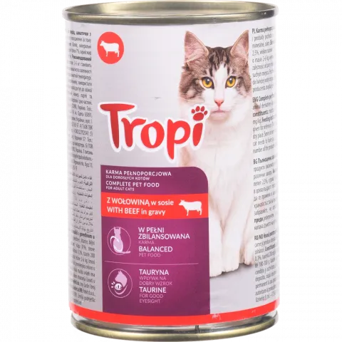 Корм д/котів Tropi 415 г з/б з яловичиною (Польща) И686