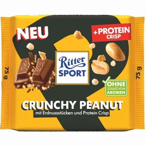 Шок Ritter Sport 75 г з арахісом протеїновий (Німеччина)