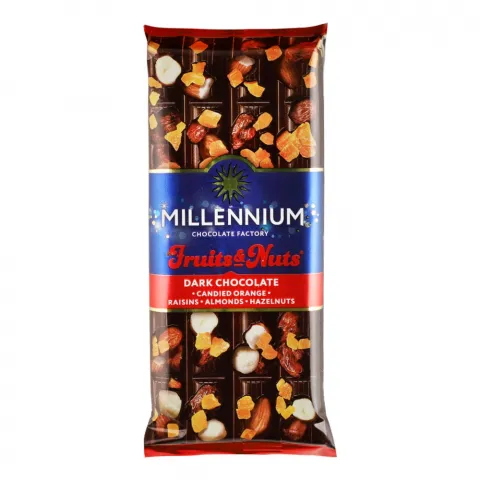 Шок Міленіум Fruits and Nuts 90 г чорн. мигдаль/ліс. горіх/цукати/родзинки