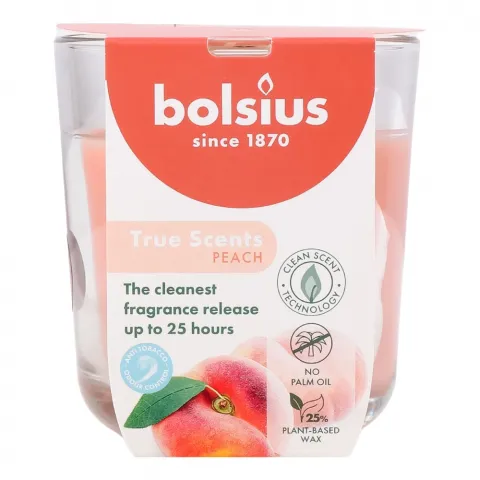 Свіча Bolsius в скл. аром 80/73 True scents персик 25 год., арт. 101924930380