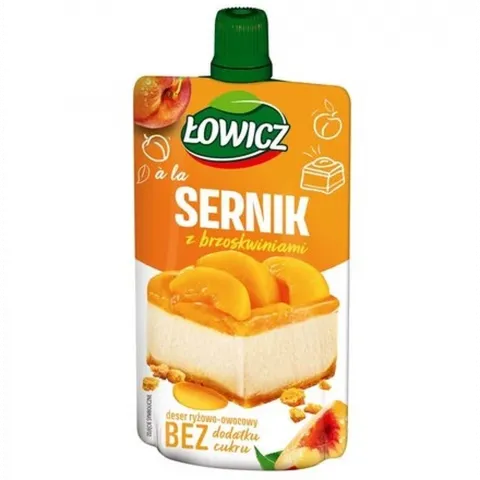 Пюре LOWICZ 100 г рисово-фруктове чізкейк/персик (Польща)