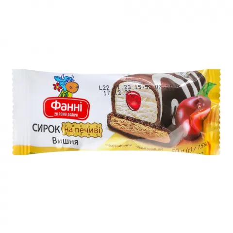 Сирок в шок. глазурі Фанні з печ. та джемом 50 г 15 Вишня
