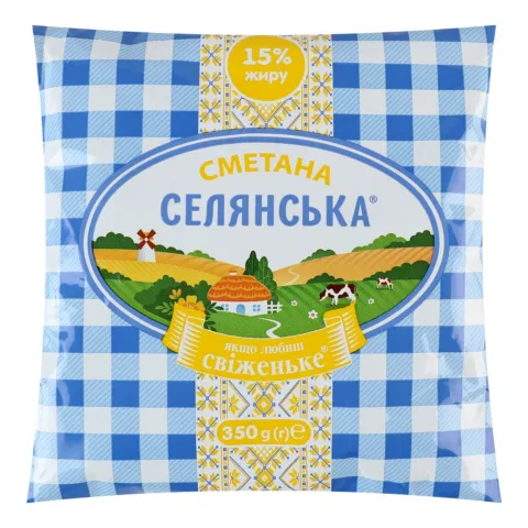 Сметана Селянська 15 350 г п/е