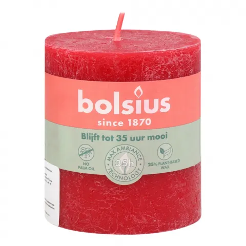 Свіча Bolsius 80/68 рустік Делікатний червоний, 35 год., арт. 103668780341