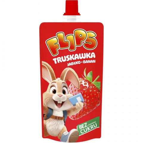 Пюре Flips 100г Полуниця-банан-яблуко 100  (Польша)