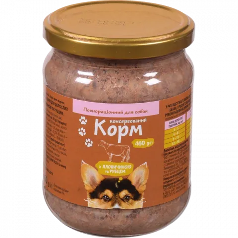 Корм д/собак Українська зірка 460 г з яловичиною та рубцем