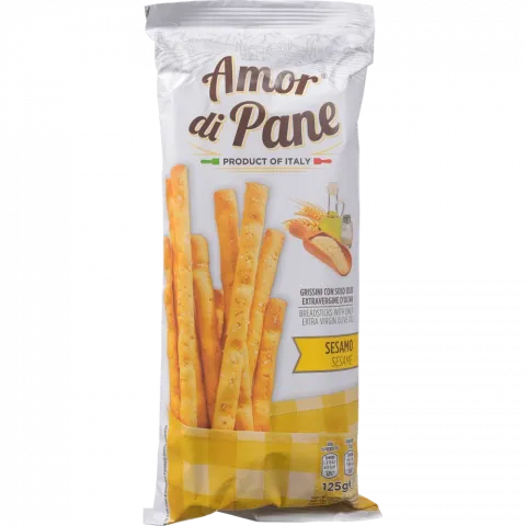 Палички хлібні Amor di Pane Грісіні з сезамом 125 г (Італія)