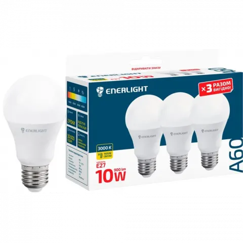 Набір Лампа LED Enerlight A60 10Вт E27 3 шт.