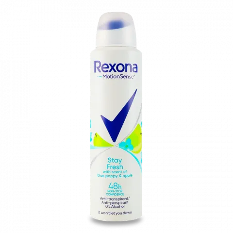Дезодор Rexona 150 мл спрей блакит.  мак та яблуко
