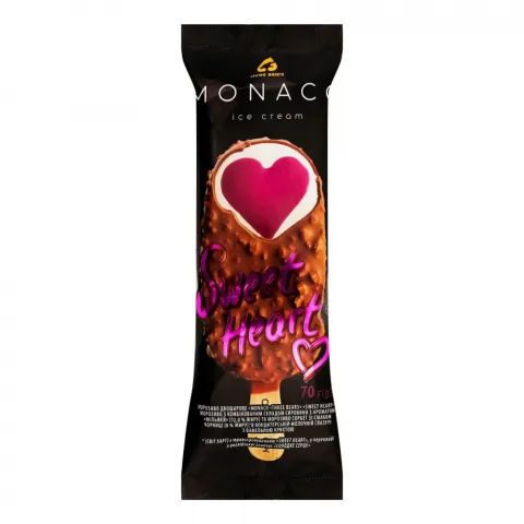 Морозиво Три Ведмеді 70 г ескімо Monaco Sweet heart Мільфей-Чорниця