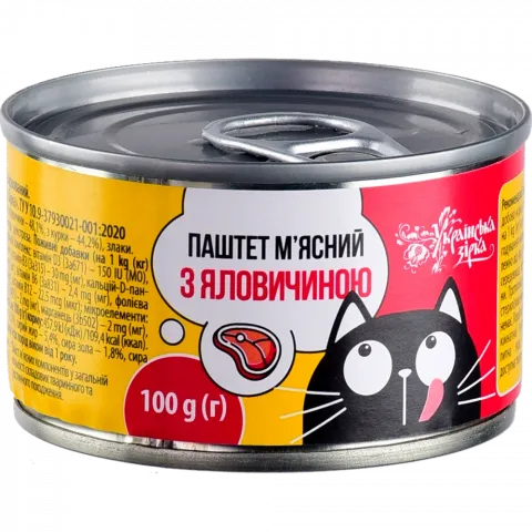 Корм д/котів Українська Зірка 100 г з/б Паштет м`ясний з яловичиною