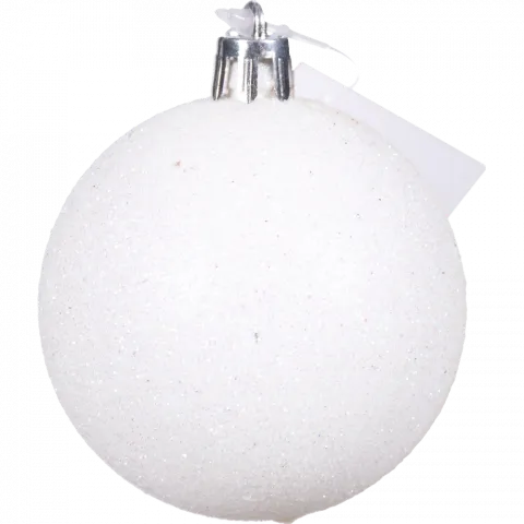 Прикраса ЛХ куля пласт. 6 см, біла глиттер JNP024 И562