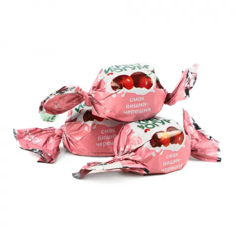 Цукерки Конті Крем-йогурт смак Вишня-черешня ваг.