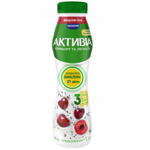 Біфідойогурт Активіа 1,2 260 г Вишня-чіа