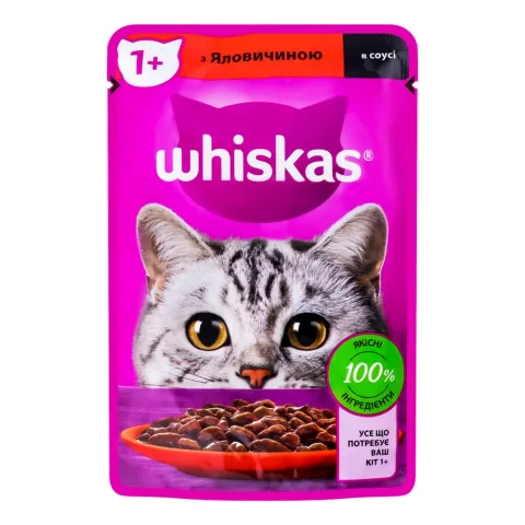 Корм д/котів Віскас 85/100 г пак. Яловичина в соусі