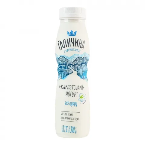 Йогурт Галичина Карпатський 2,2 300 г бут. б/цукру