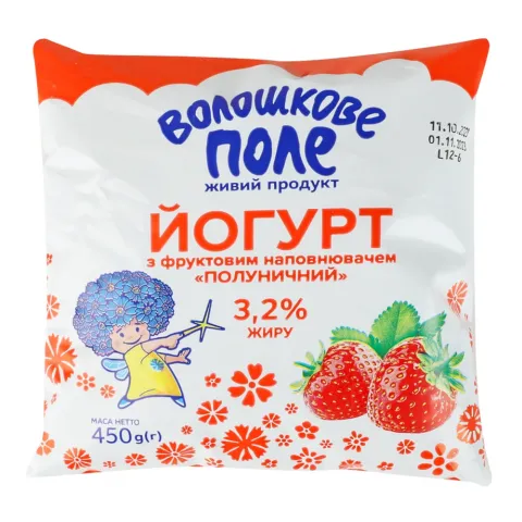 Йогурт Волошкове поле 400/450 г 3,2 п/е Полуниця