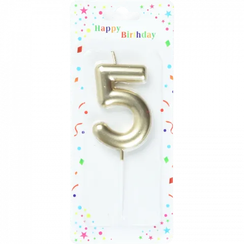 Свічка для торту Цифра 5`, металік арт. 6961-11 И797`