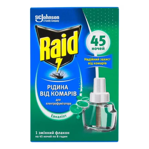 Рідина Raid 45 ночей проти комарів Евкаліпт д/фумігатора