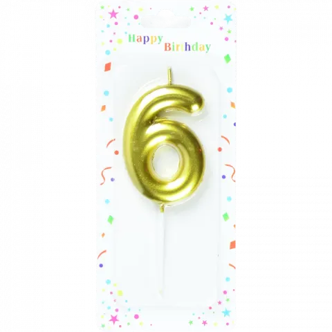 Свічка для торту Цифра 6`, металік арт. 6961-11 И803`