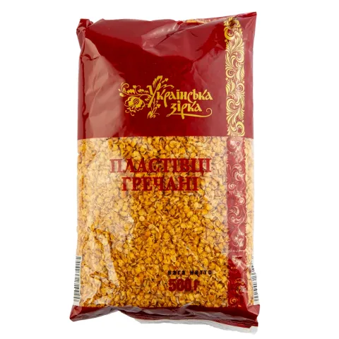 Пластівці гречані Українська Зірка 500 г пак. Миттєвого приготування