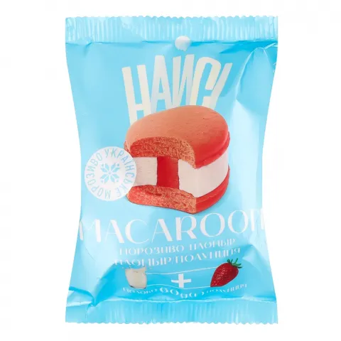 Морозиво Найсі 60 г Макарун Пломбір з полуницею