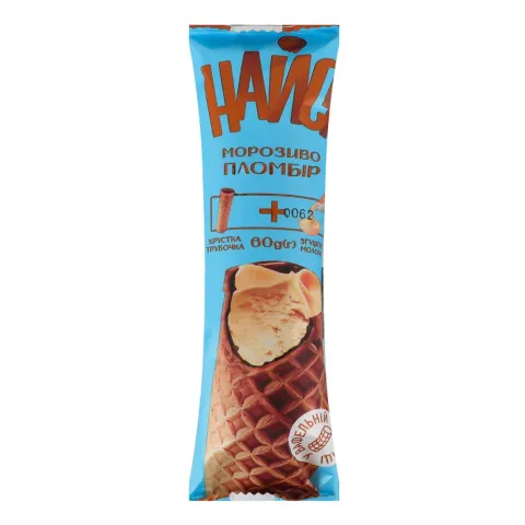 Морозиво Найсі 60 г Пломбір зі згущ. мол. у ваф. труб.