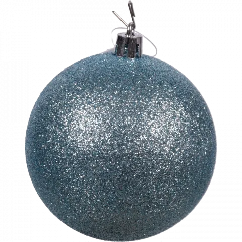 Прикраса ЛХ куля пласт. 8 см блакитна глиттер JNP020 И872