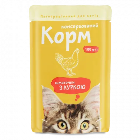 Корм д/котів Українська зірка 100 г пак. курка