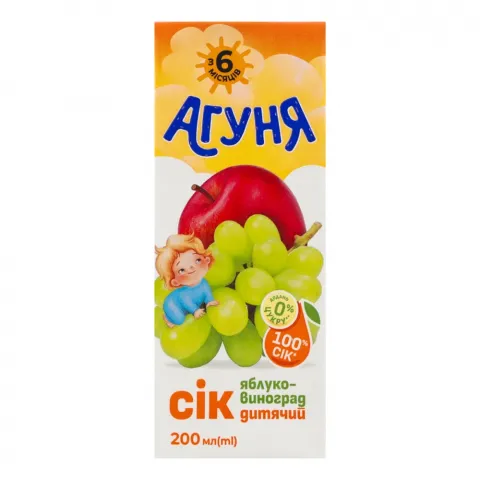 Сік Агуня 200 мл т/пак. яблучно-виноградний