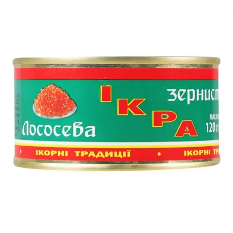 Ікра лососева зерниста 120 г з/б Ікорні традиції