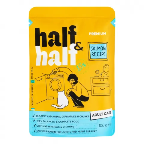 Корм д/котів HalfHalf 100 г желе з лососем