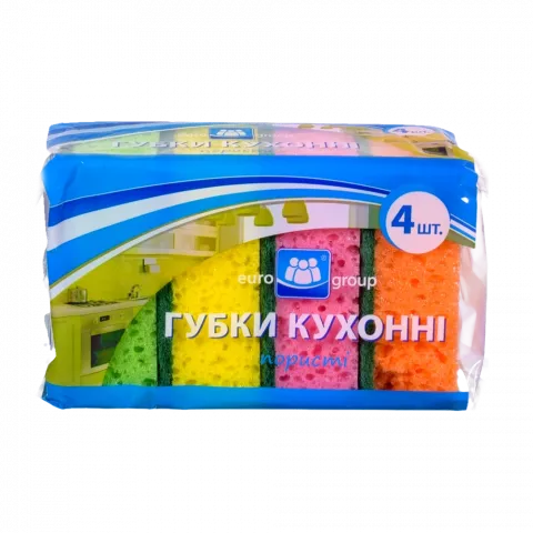 Губка кухонна Єврогруп 4 шт. великопориста