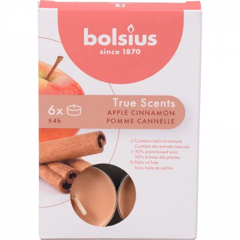 Свічки-таблетки Bolsius 4 год. 6 шт. True Scents, яблуко з корицею арт. 101926941595