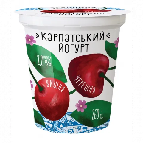 Йогурт Галичина 2,2  260 г стак. Карпатський Вишня-черешня