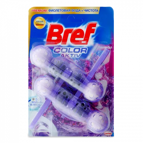 Освіж. д/унітазу Bref 2х50 г Дуо Актив Кольорова вода Лаванда