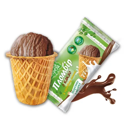 Морозиво Біла Береза 70 г ваф. стак. Пломбір шоколадний