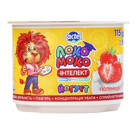 Йогурт Локо Моко 115 г 1,5 з полуницею, кальцієм та вітам. Д3