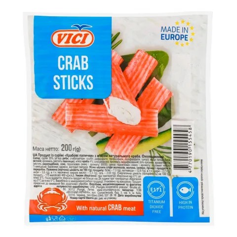 Крабові палички Vici 200 г з м`ясом натурального краба охол.