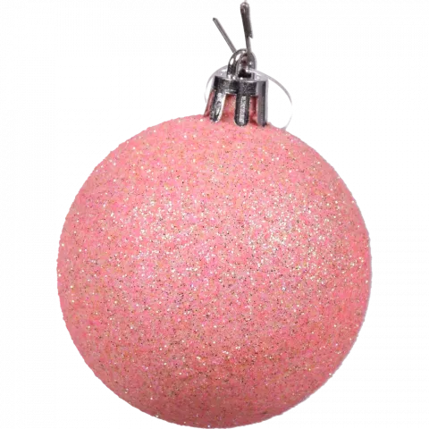 Прикраса ЛХ куля пласт. 6 см ніжно-рожева глиттер JNP028 И742