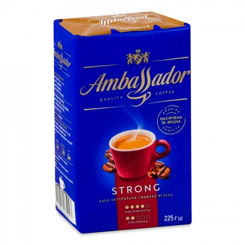 Кава Ambassador 225 г мел. Strong