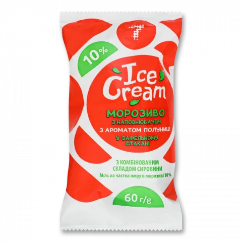 Морозиво 7 60 г ваф. стак. з полуничним наповн. з комб. склад. сиров.