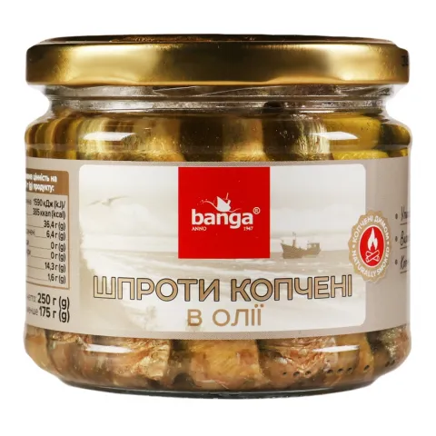 Шпроти BANGA 270/250 г в/о скло (Латвія)