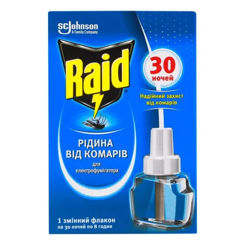 Рідина Raid 30 ночей проти комарів д/фумігатора