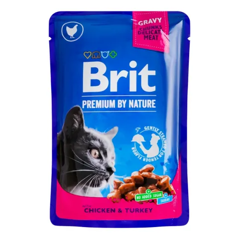 Корм д/котів Brit Premium Cat pouch 100 г пак. Курка/Індичка 100273