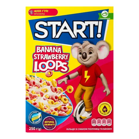 Сухий сніданок Старт Кільця 250 г зі смаком полуниці та банану
