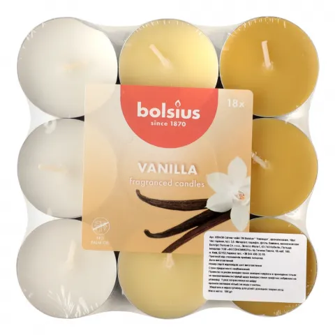Свічки-таблетки Bolsius 3,5 г. 18 шт. True Scents, ваніль арт. 101826983475