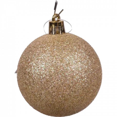 Прикраса ЛХ куля пласт. 6 см шампань глиттер JNP010 И728