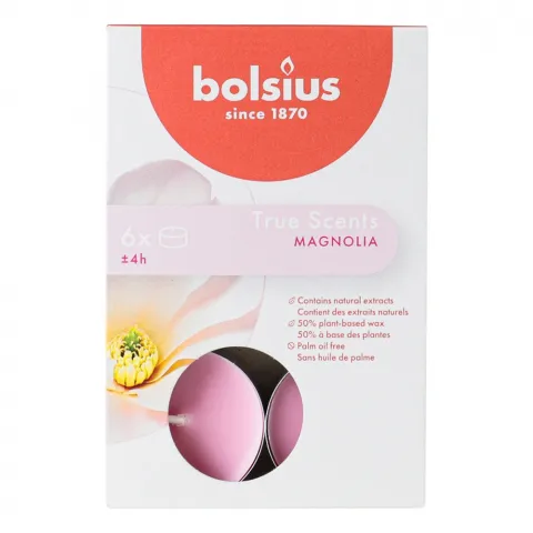 Свічки-таблетки Bolsius 4 год. 6 шт. True Scents Магнолія, арт. 101926941504